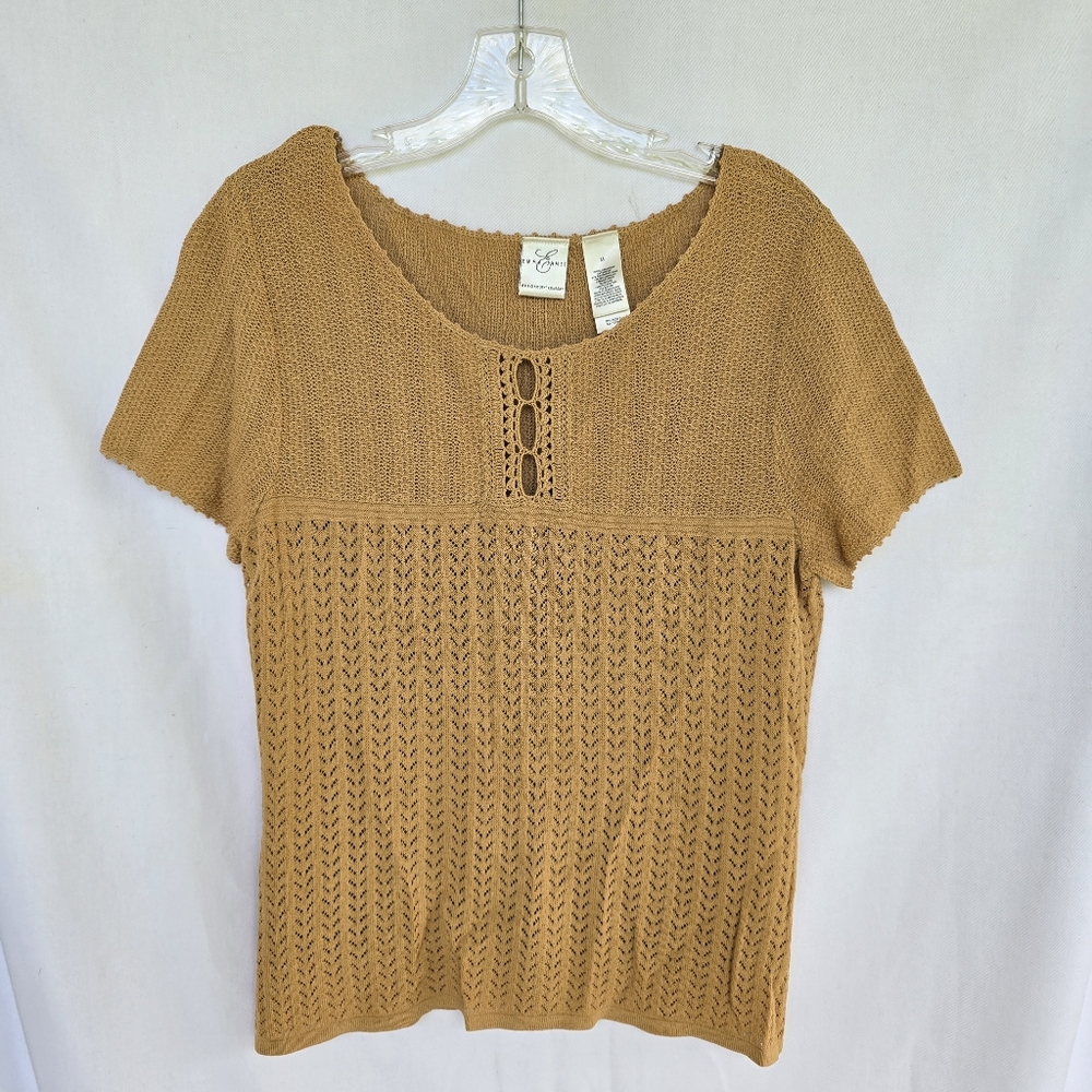 Liz Claiborne Camel Knit Top Womens Medium Golden Brown